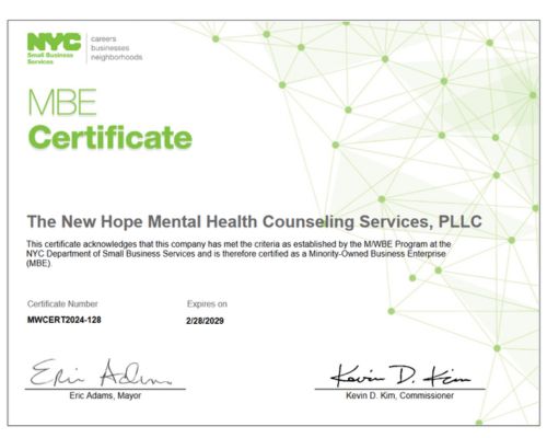 NYC Minority Business Certificate
